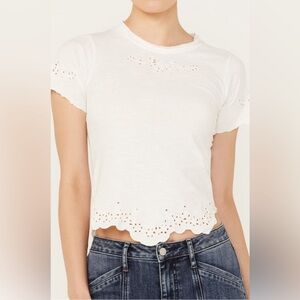 Free People Call Me Baby Eyelet Short Sleeve Tee